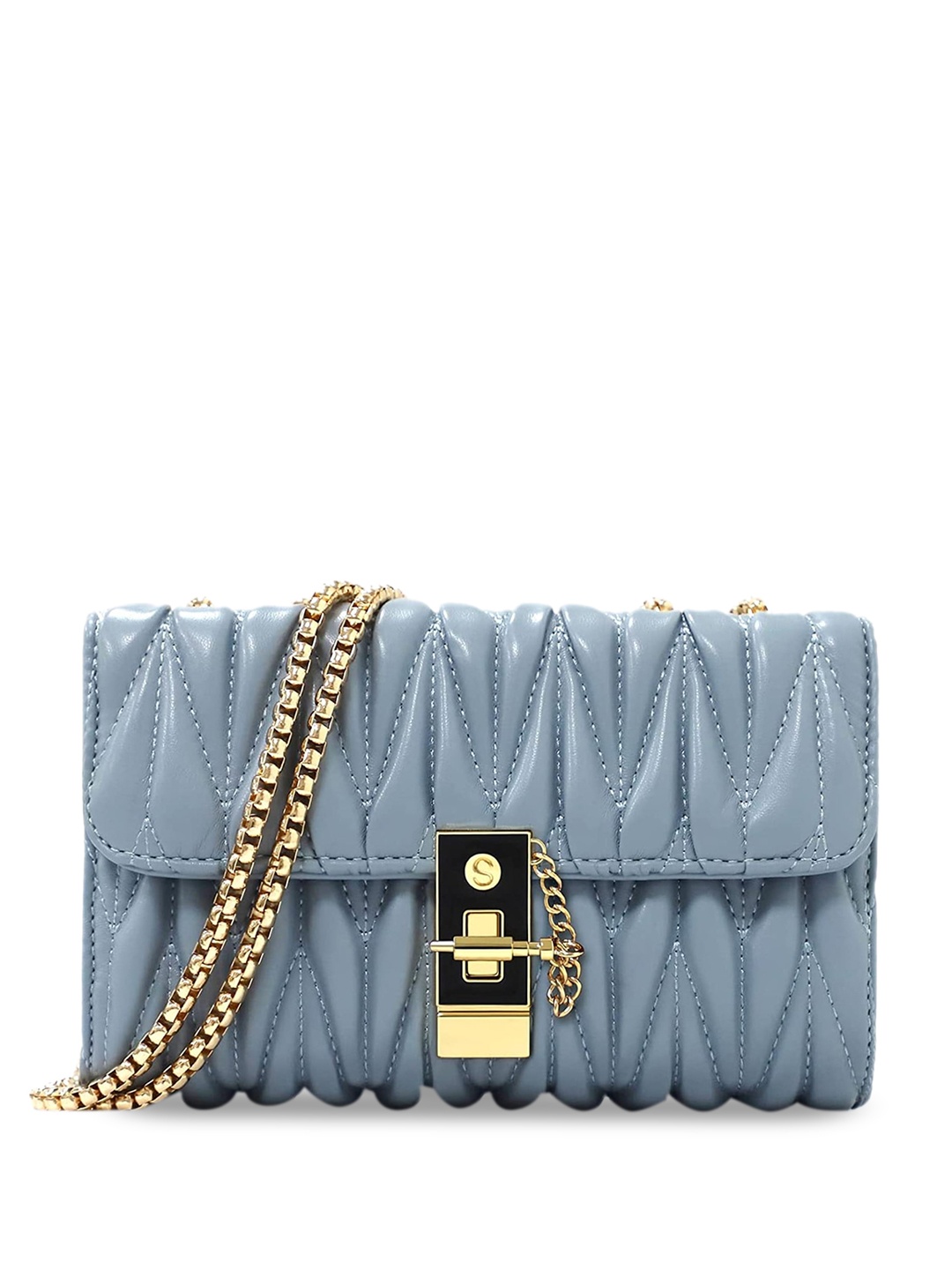 

LIKE STYLE PU Textured Structured Sling Bag With Quilted, Grey