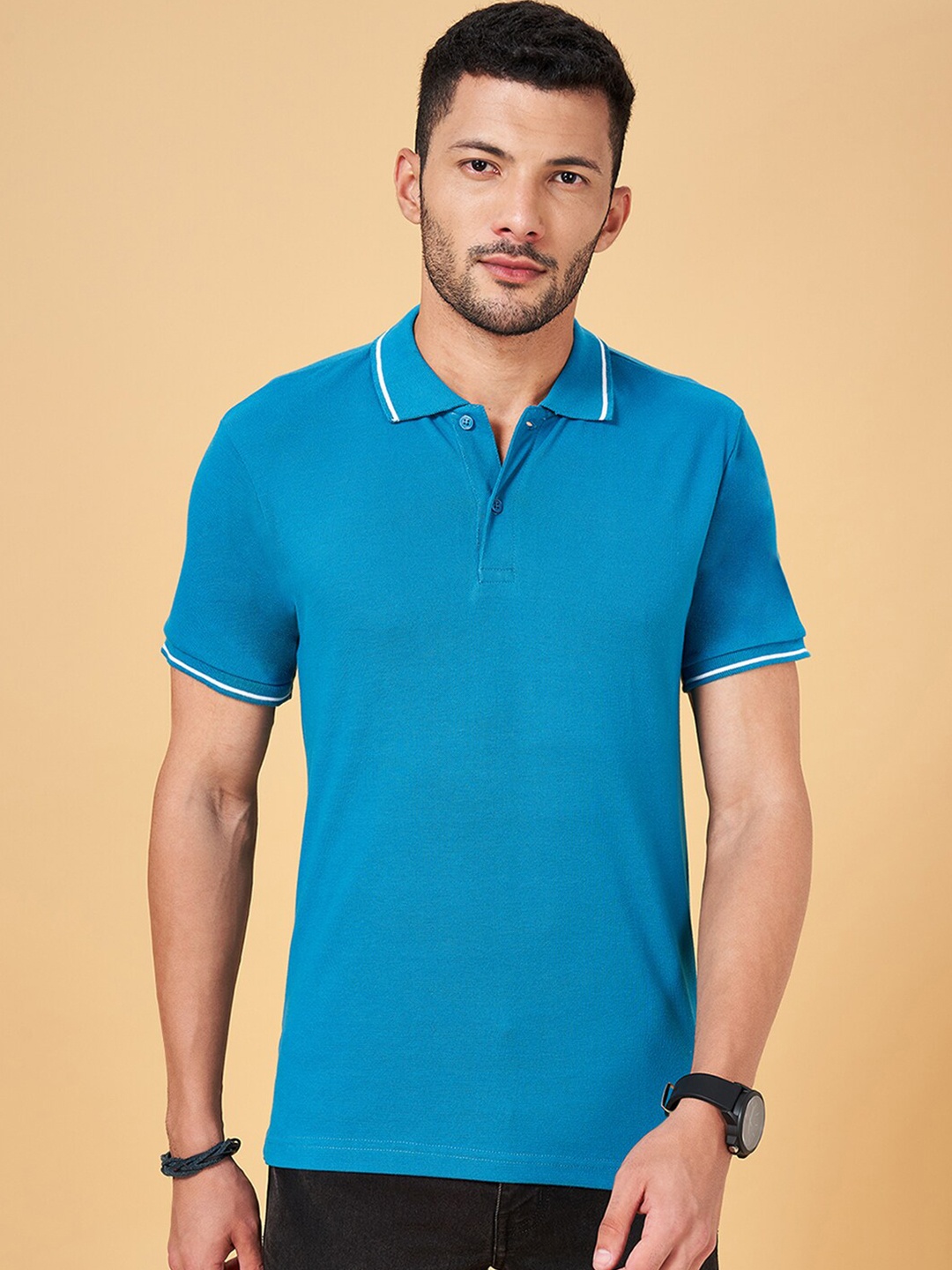 

YU by Pantaloons Polo Collar Short Sleeves Casual T-Shirt, Blue