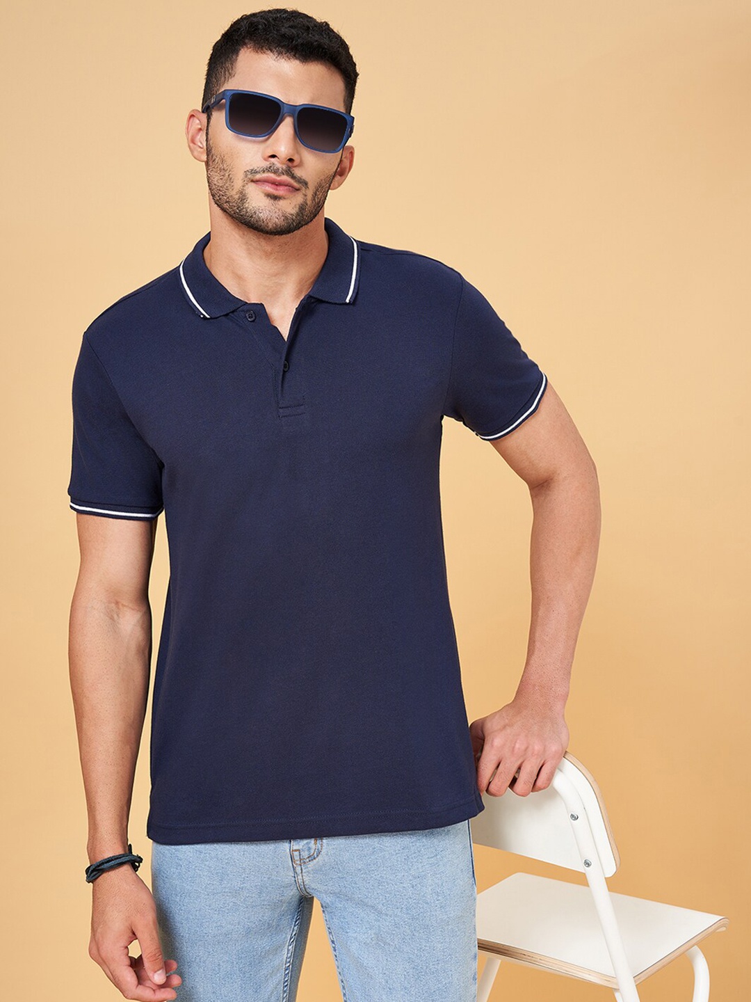 

YU by Pantaloons Polo Collar Short Sleeves Casual T-Shirt, Blue