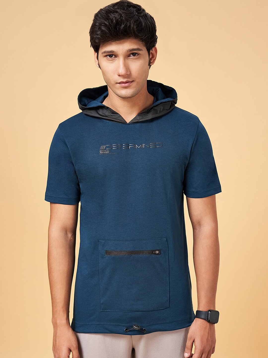 

Ajile by Pantaloons Hooded Neck Short Sleeve Zip Detail Pullover Sweatshirt, Teal