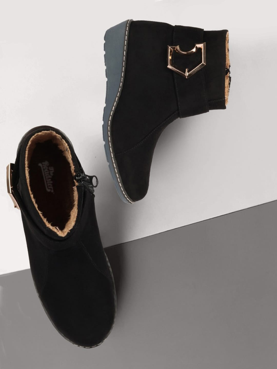 

The Roadster Lifestyle Co. Women Mid-Top Flatform Boots, Black