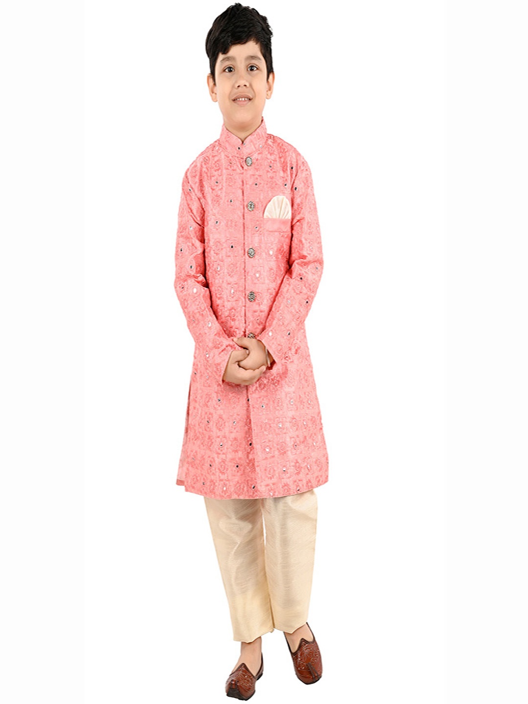 

BAESD Boys Embroidered Sherwani With Payjama, Pink