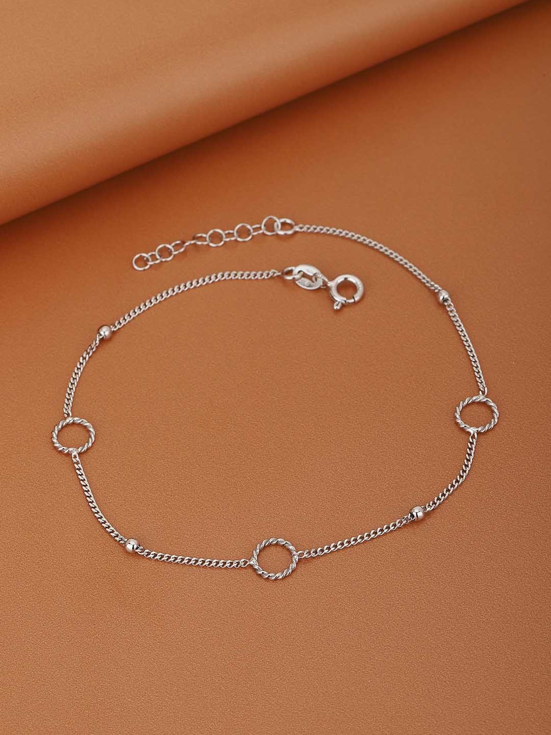 

Carlton London 925 Sterling Silver Rhodium Plated Adjustable Fancy Anklet