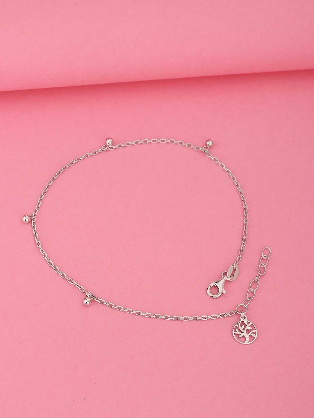 

Carlton London 925 Sterling Silver Rhodium Plated Adjustable Anklet