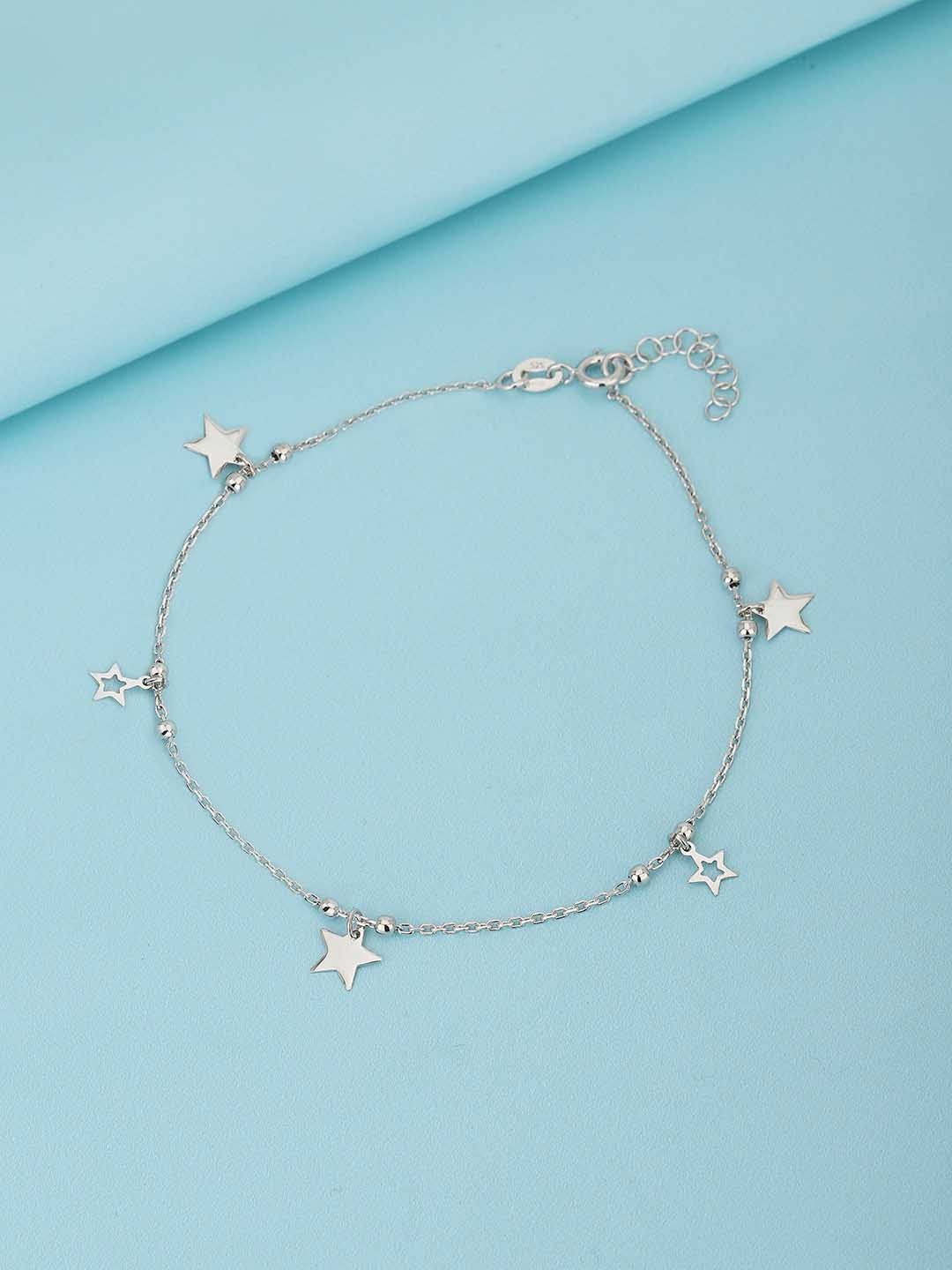 

Carlton London 925 Sterling Silver Rhodium Plated Adjustable Charm Anklet