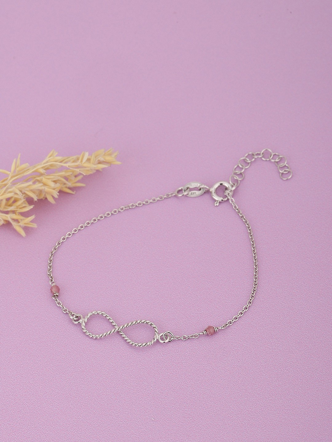 

Carlton London 925 Sterling Silver Rhodium Plated Infinity Adjustable Charm Bracelet