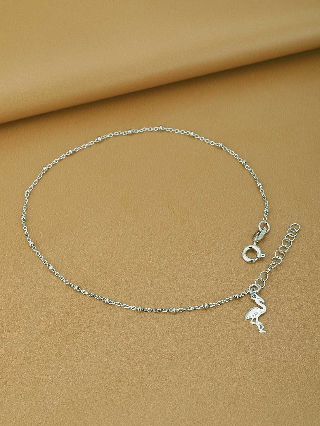 

Carlton London 925 Sterling Silver Rhodium Plated Charm Adjustable Anklet