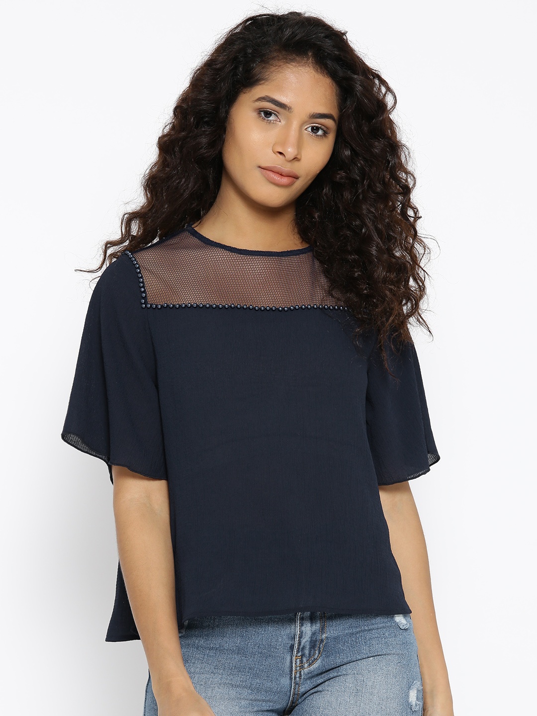 

Madame Women Navy Solid Top, Navy blue