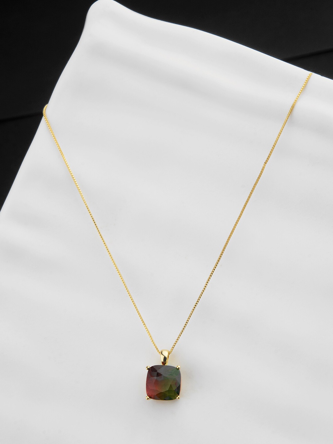 

E2O Gold Plated Gemstone Studded Pendant With Chain