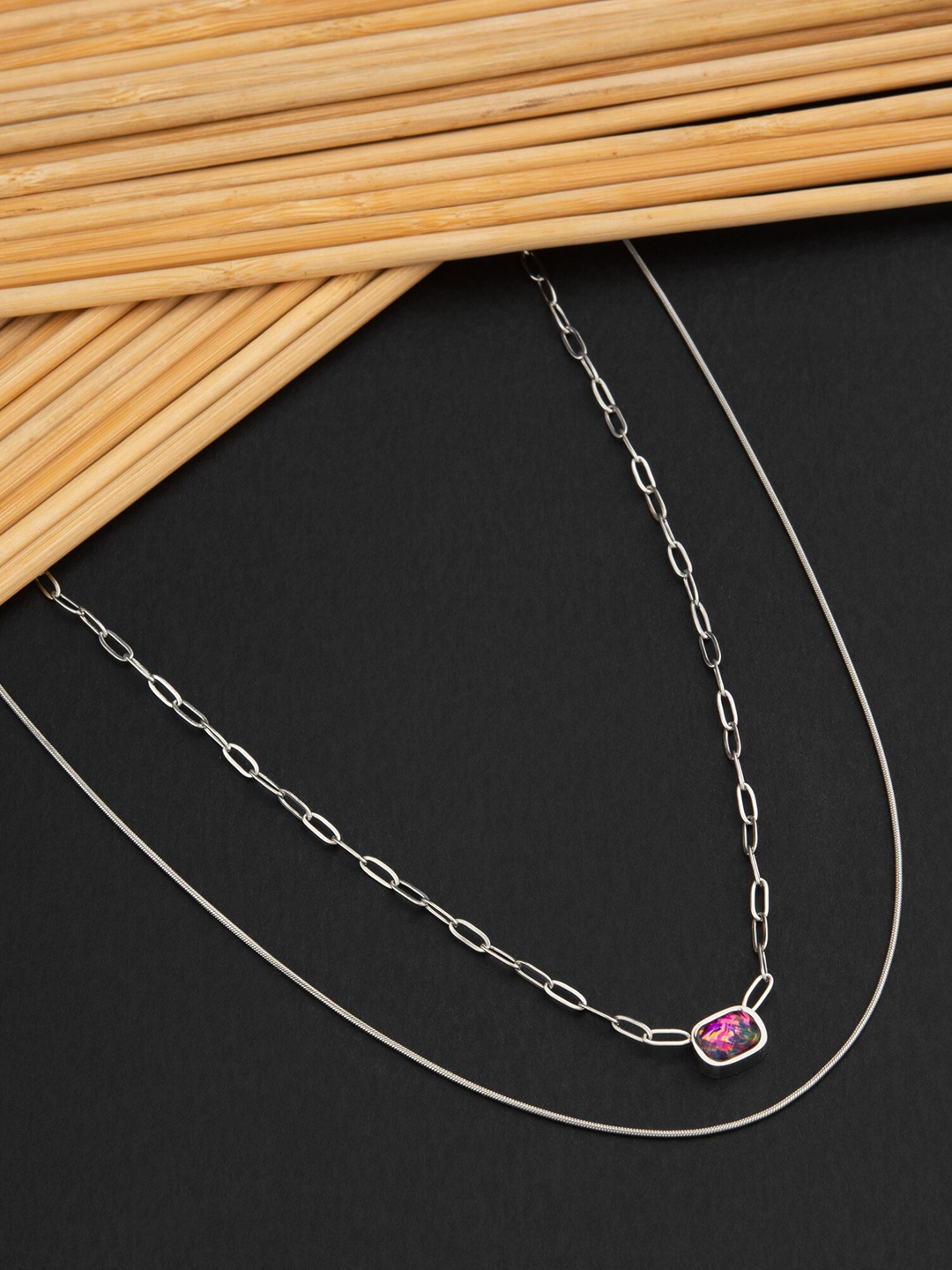 

E2O Silver Plated Layered Necklace