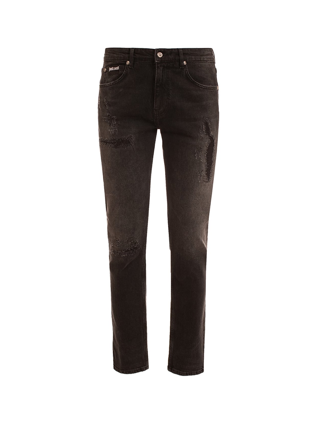 

Just Cavalli Men Slim Fit Mid-Rise Mildly Distressed Stretchable Jeans, Black