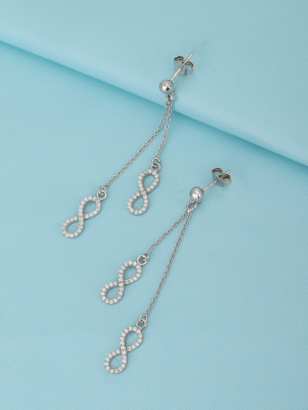 

Carlton London Rhodium-Plated Cz 925 Sterling Silver Contemporary Drop Earrings