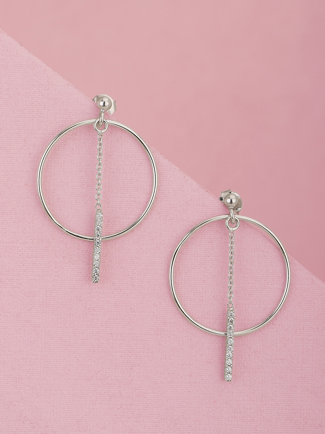 

Carlton London Rhodium-Plated Circular 925 Sterling Silver Drop Earrings