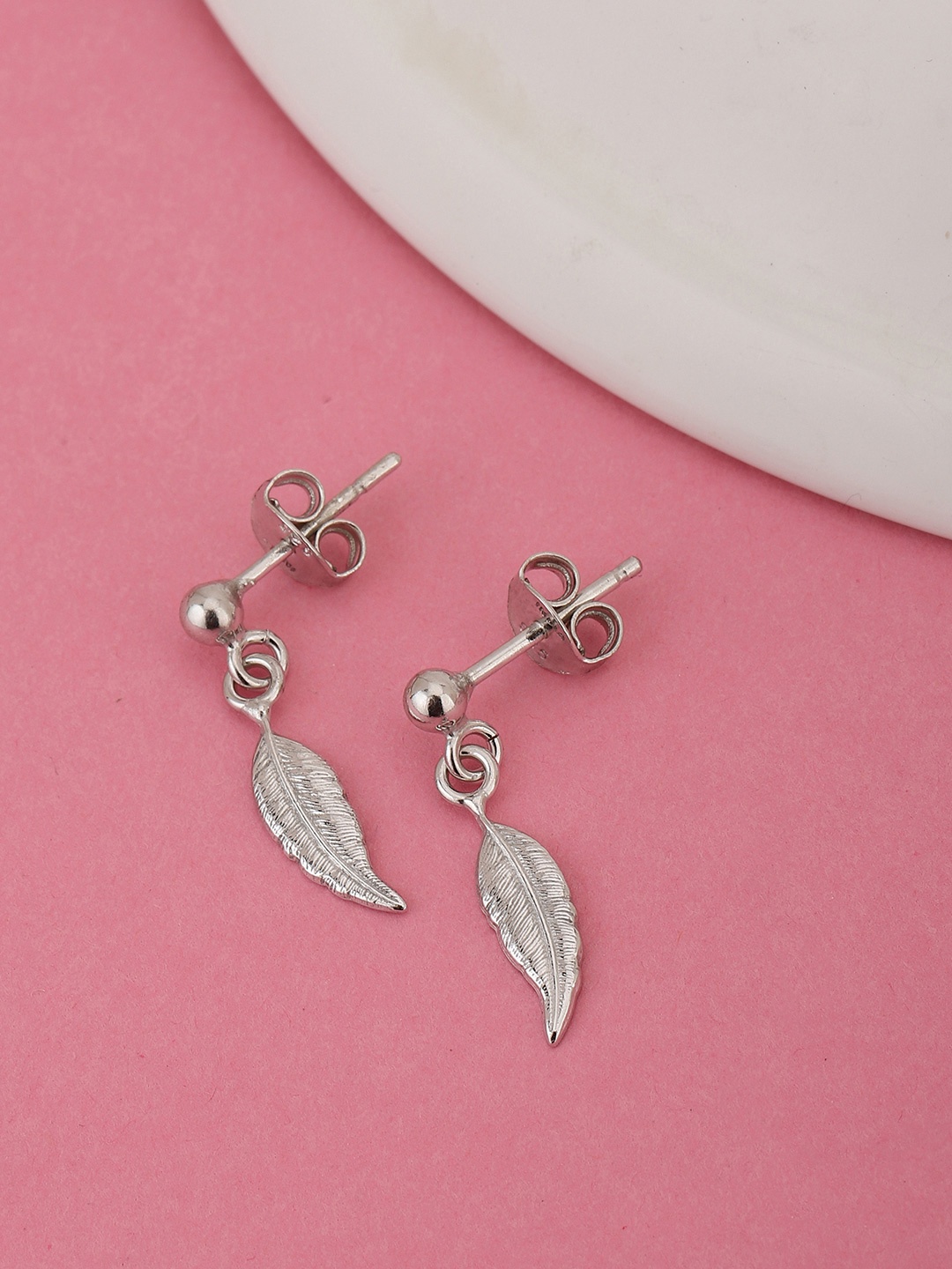 

Carlton London Rhodium-Plated Leaf Shaped 925 Sterling Silver Drop Earrings