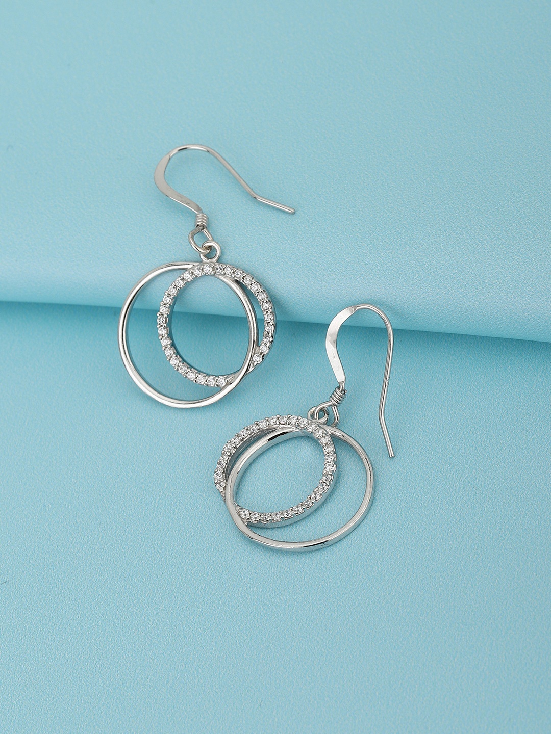 

Carlton London Rhodium-Plated Circular 925 Sterling Silver Drop Earrings