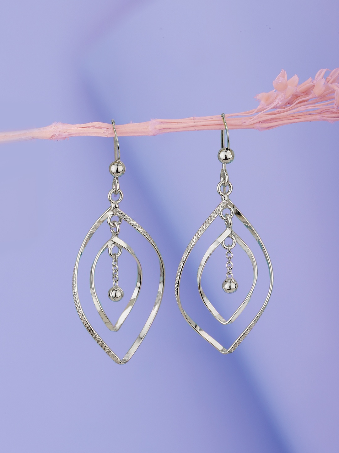 

Carlton London Rhodium-Plated Leaf Shaped 925 Sterling Silver Drop Earrings