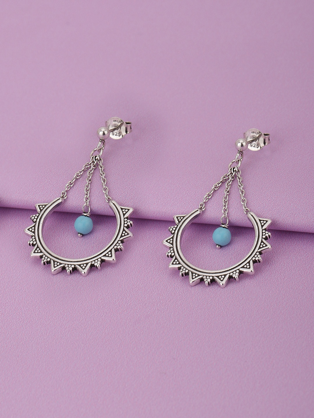 

Carlton London Silver-Plated 925 Sterling Silver Beaded Contemporary Drop Earrings