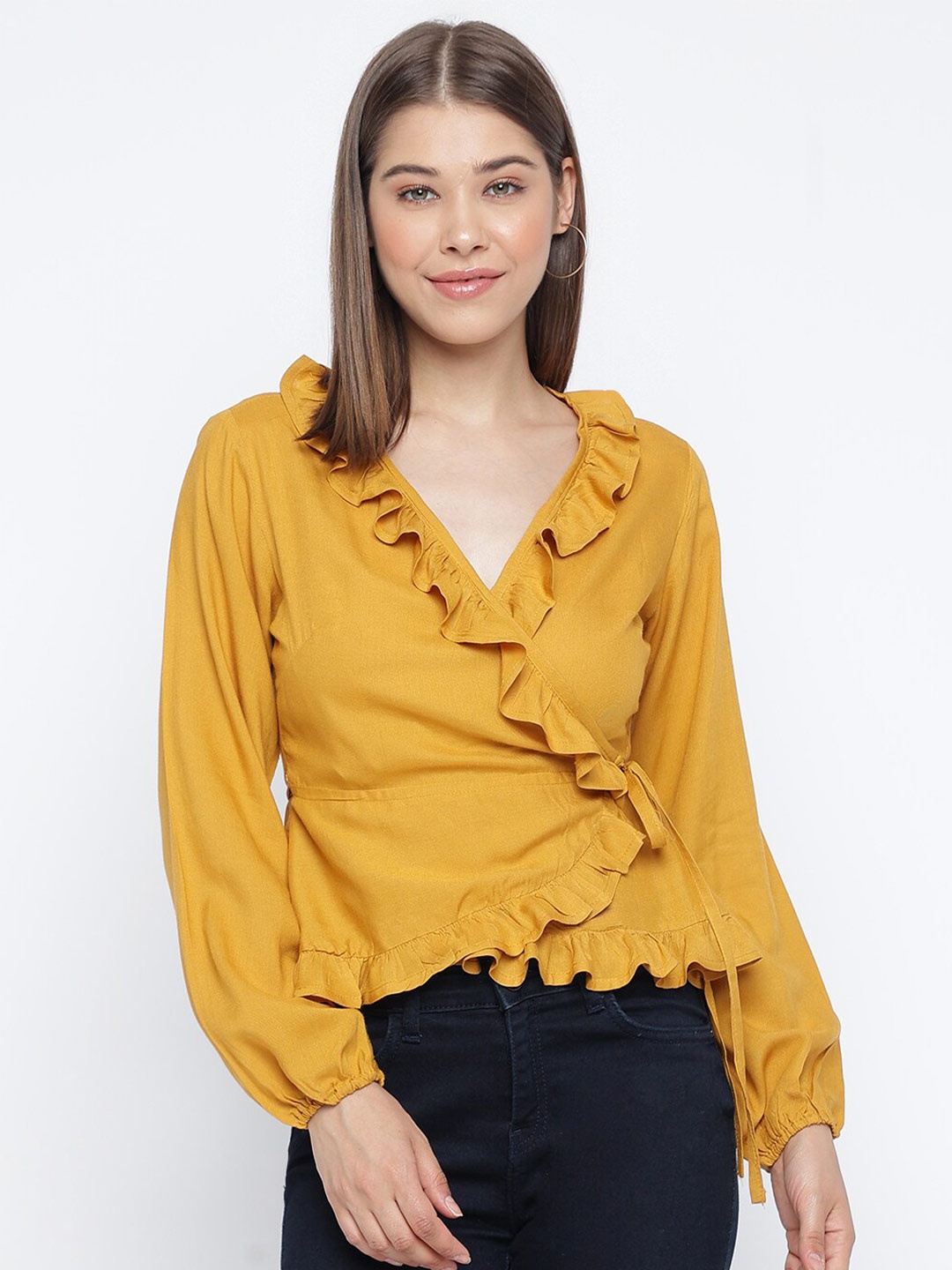 

Mayra Ruffled Wrap Top, Yellow