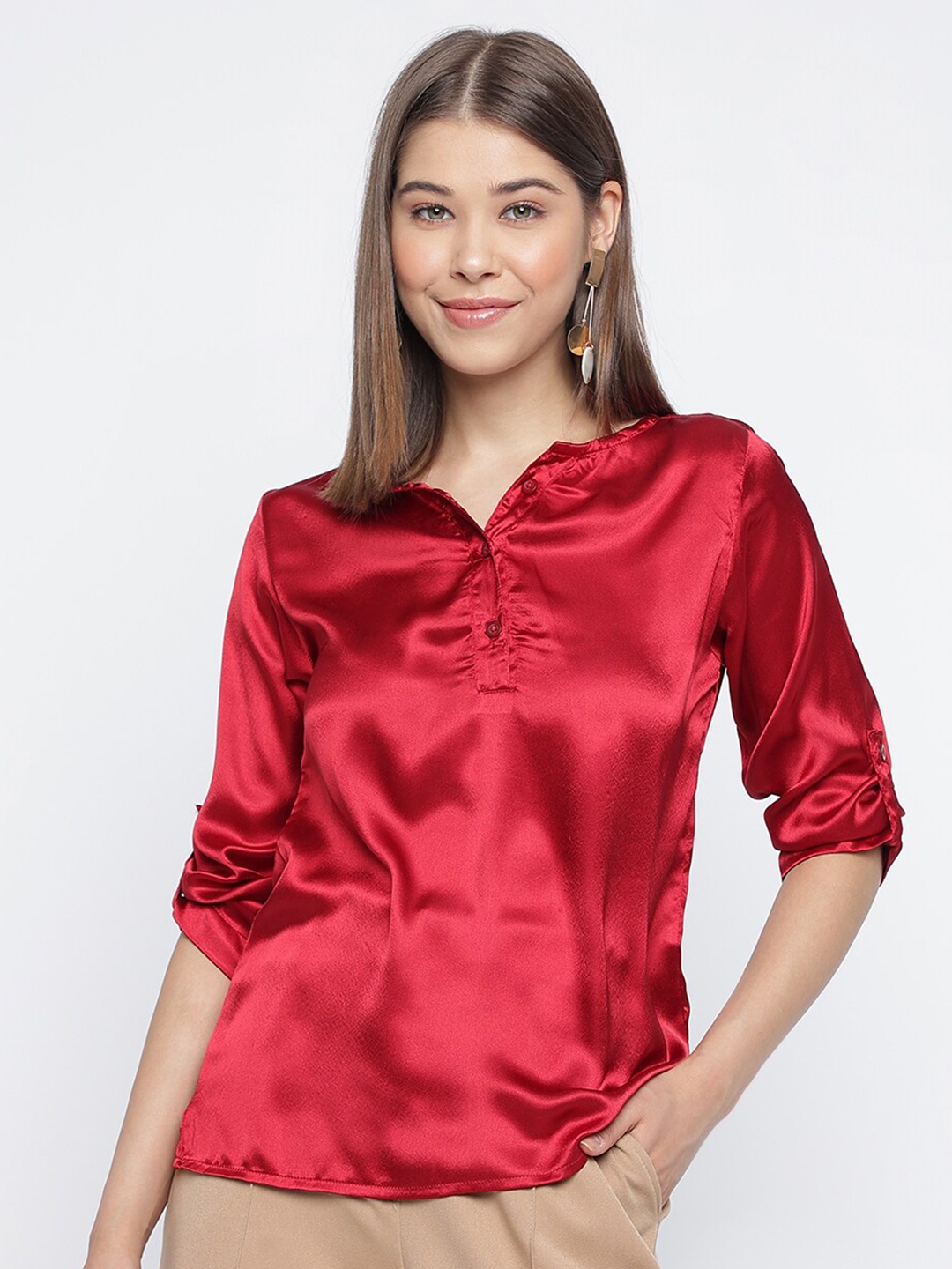 

Mayra Round Neck Top, Red