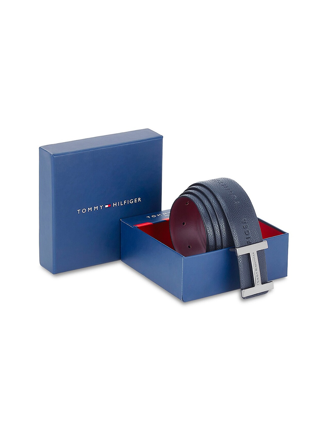 

Tommy Hilfiger Men Textured Leather Reversible Formal Belt, Navy blue