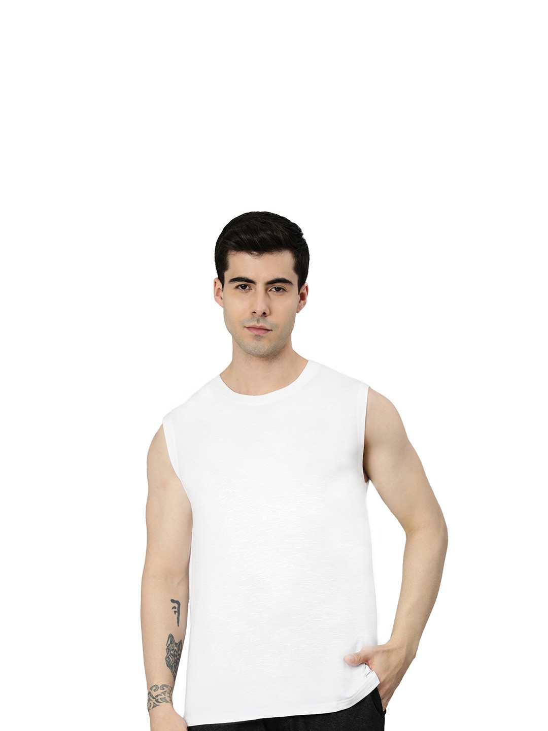 

Heelium Men Bamboo Super Soft & Odour Free Comfort Fit Gym Vest, White
