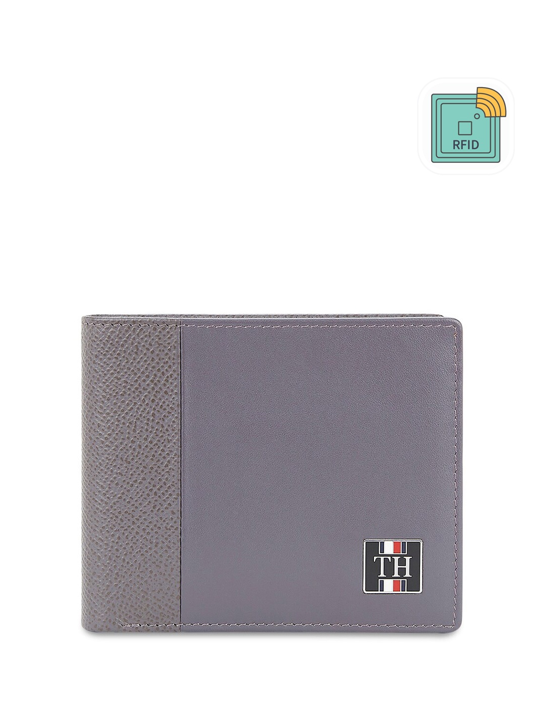 

Tommy Hilfiger Men Leather Two Fold Wallet, Grey