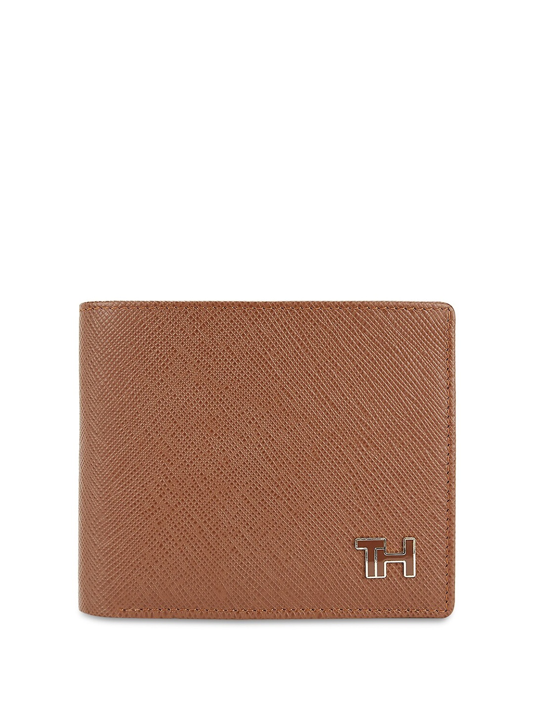 

Tommy Hilfiger Men Textured Leather Two Fold Wallet, Tan