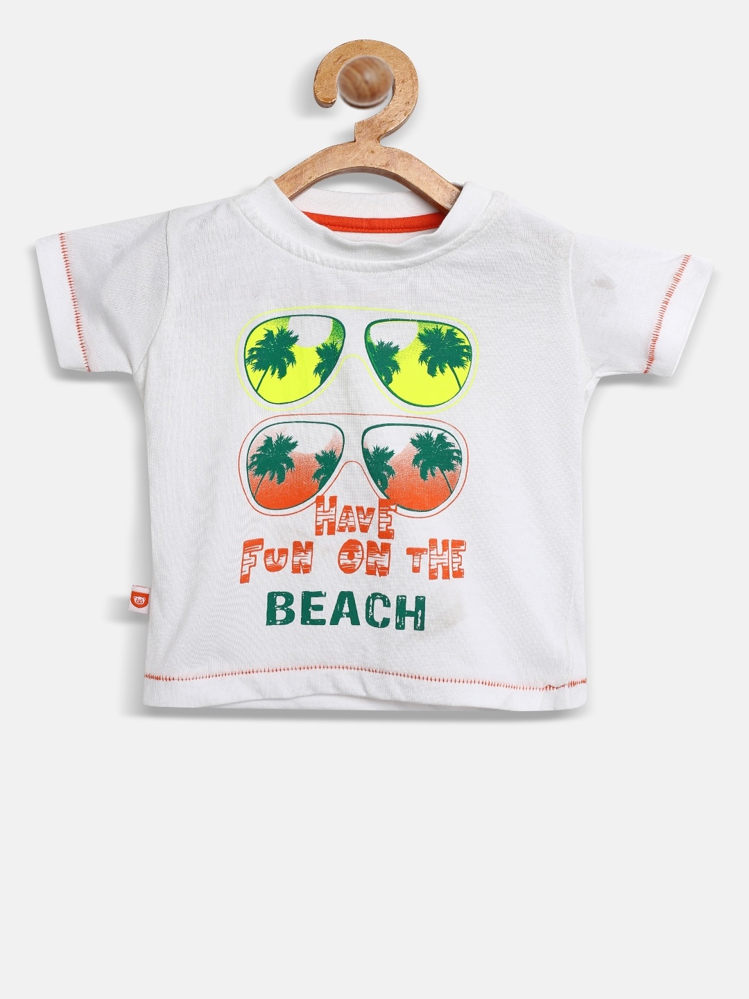 

Baby League Boys White Printed Round Neck T-shirt