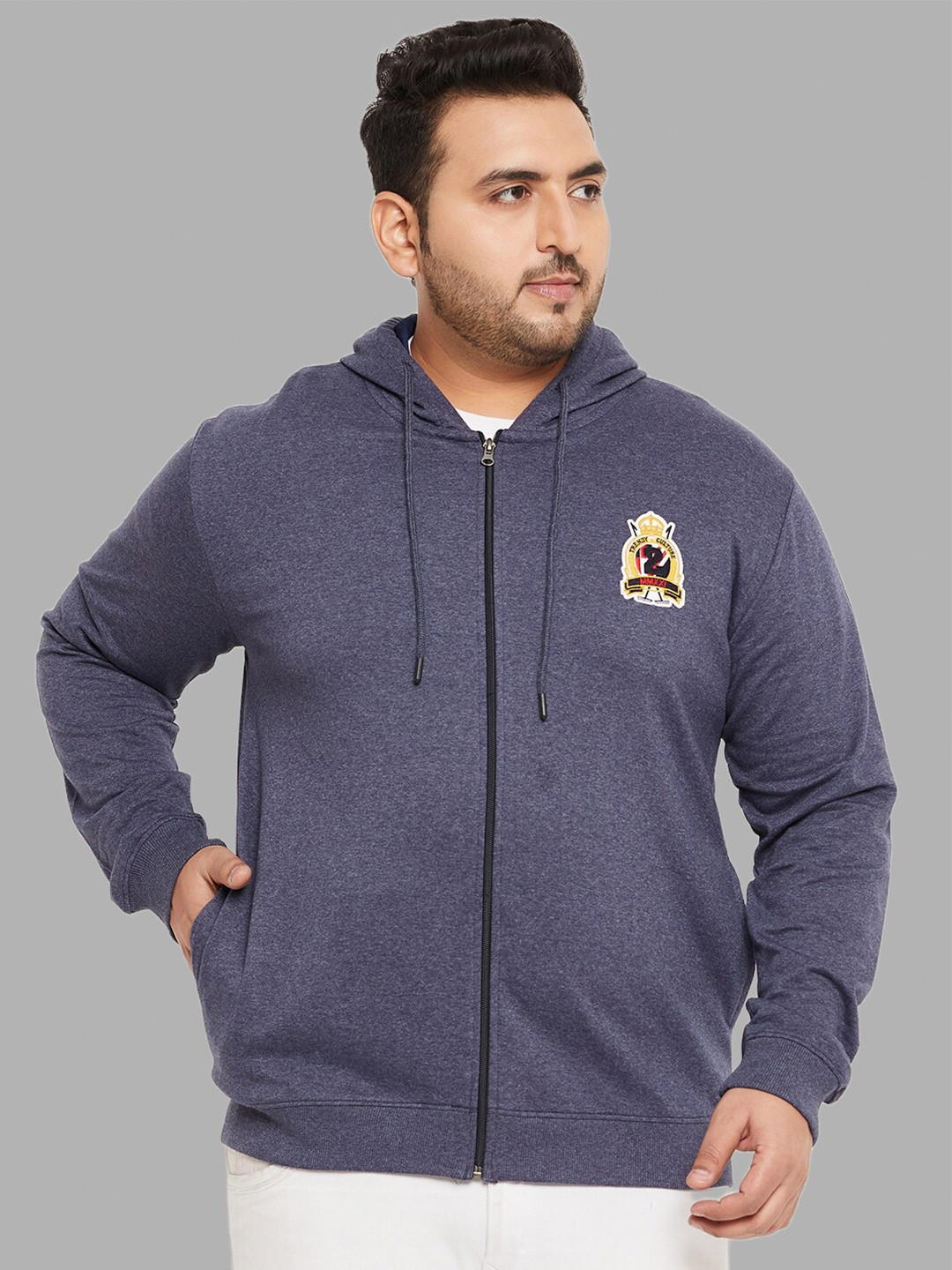 

AUSTIVO Front-Open Hooded Sweatshirt, Navy blue