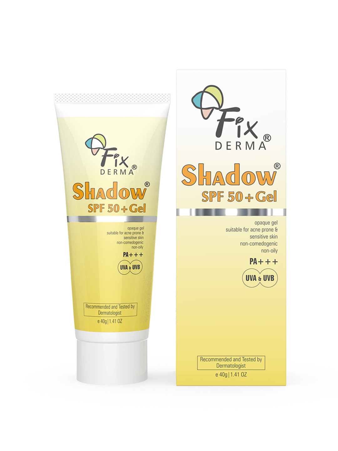 

FIXDERMA Shadow SPF 50+ UVA & UVB Protection Gel Sunscreen - 40 g, White