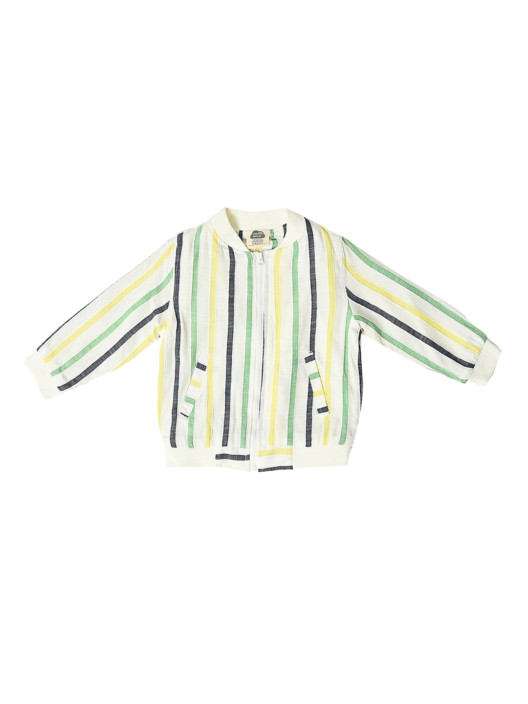 

MiArcus Kids Yellow Striped Lightweight Open Front Jacket, Beige