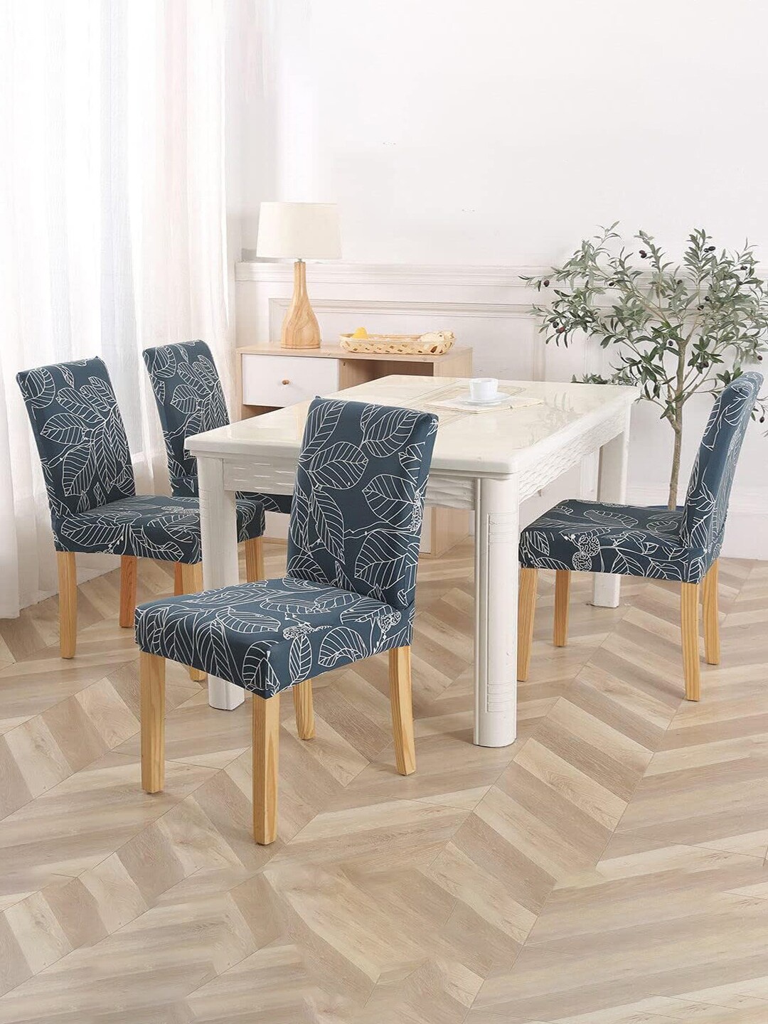 

YouBella 4 Pcs Blue Printed Stretchable Chair Covers