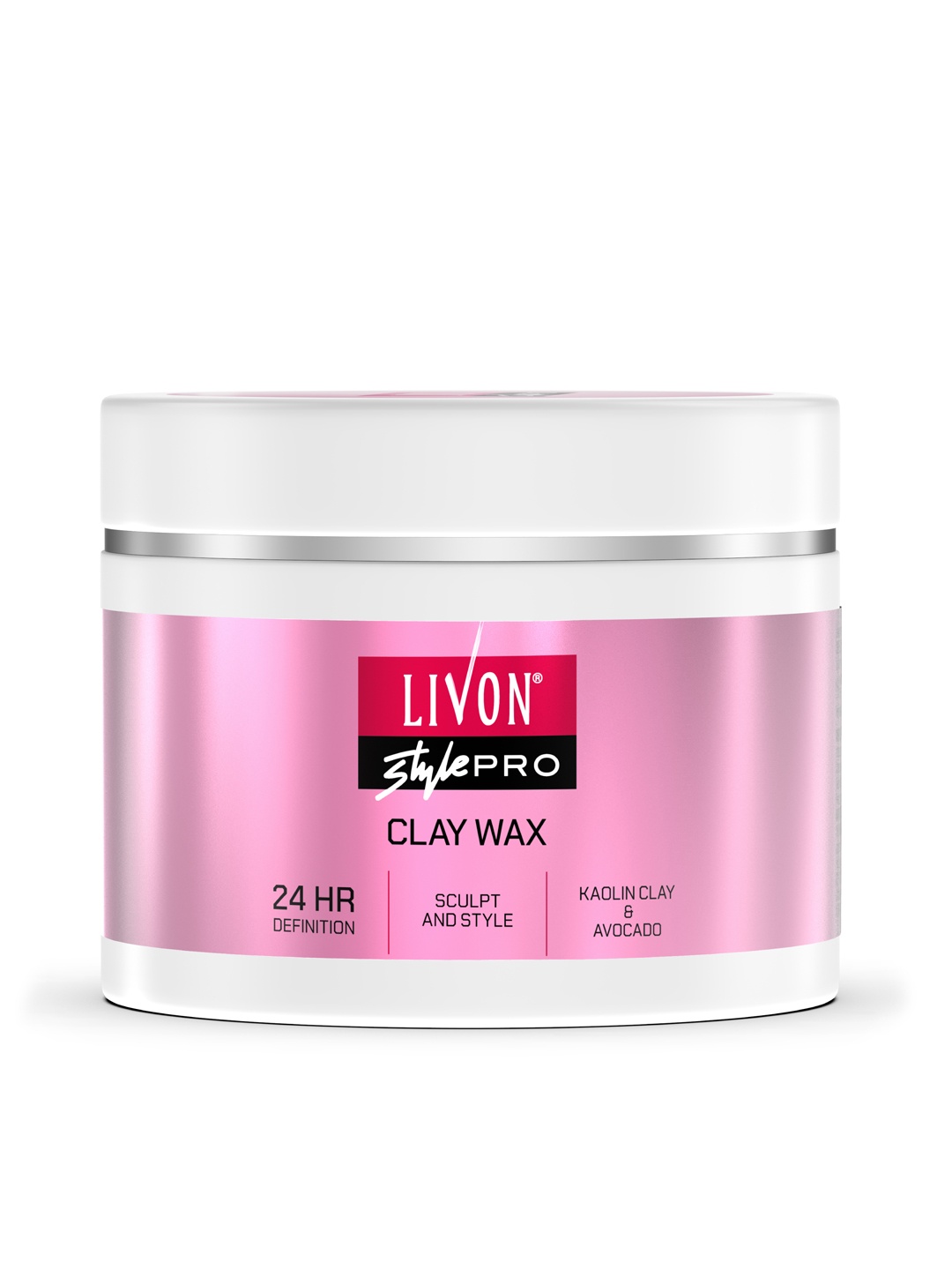 

Livon Style Pro Hair Clay Wax Sculpt & Style with Matte Finish For 24 Hour Definition 100g, Pink