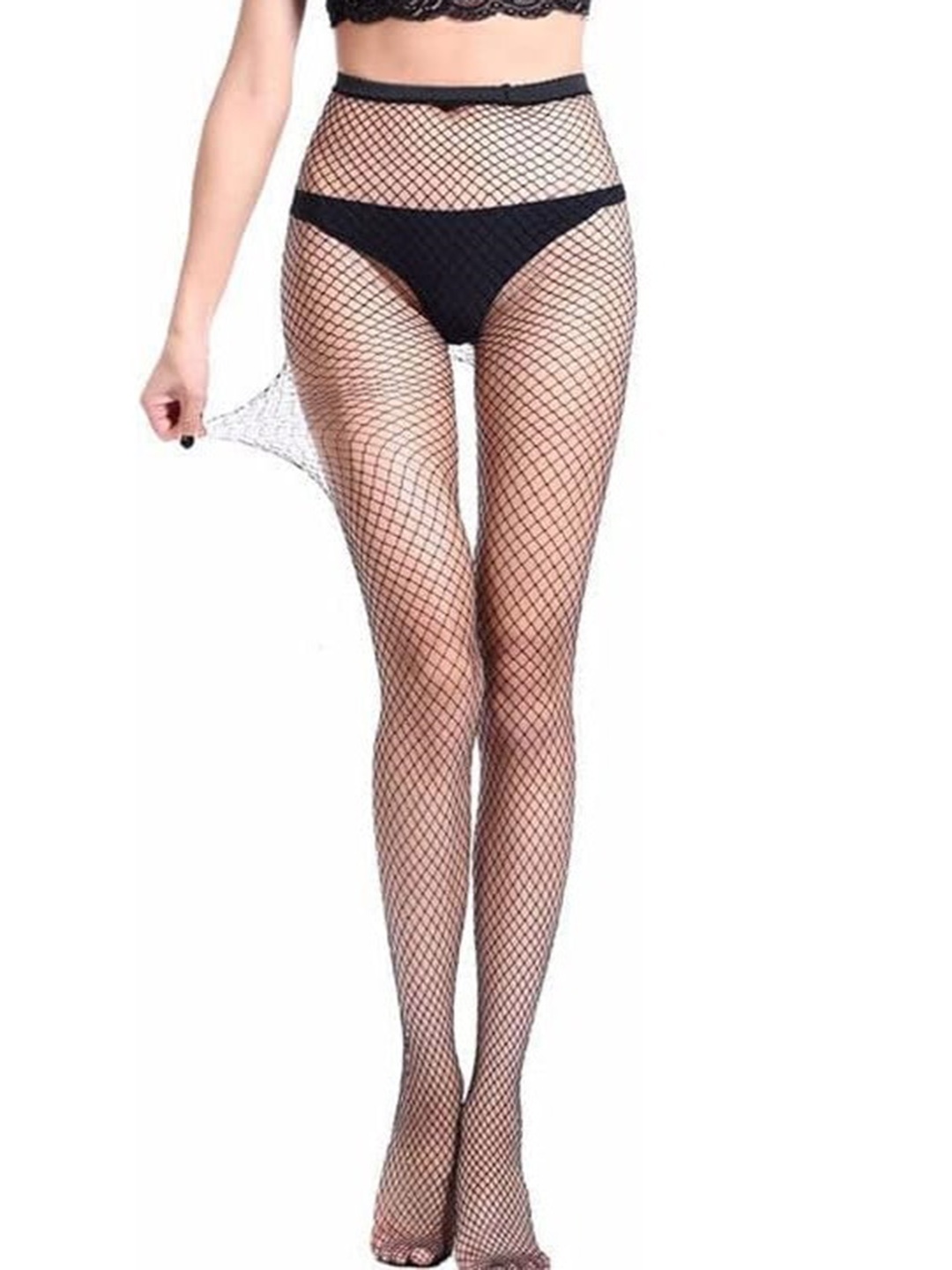 

Alexvyan High Waist Pantyhose Tights Fishnet Stockings, Black