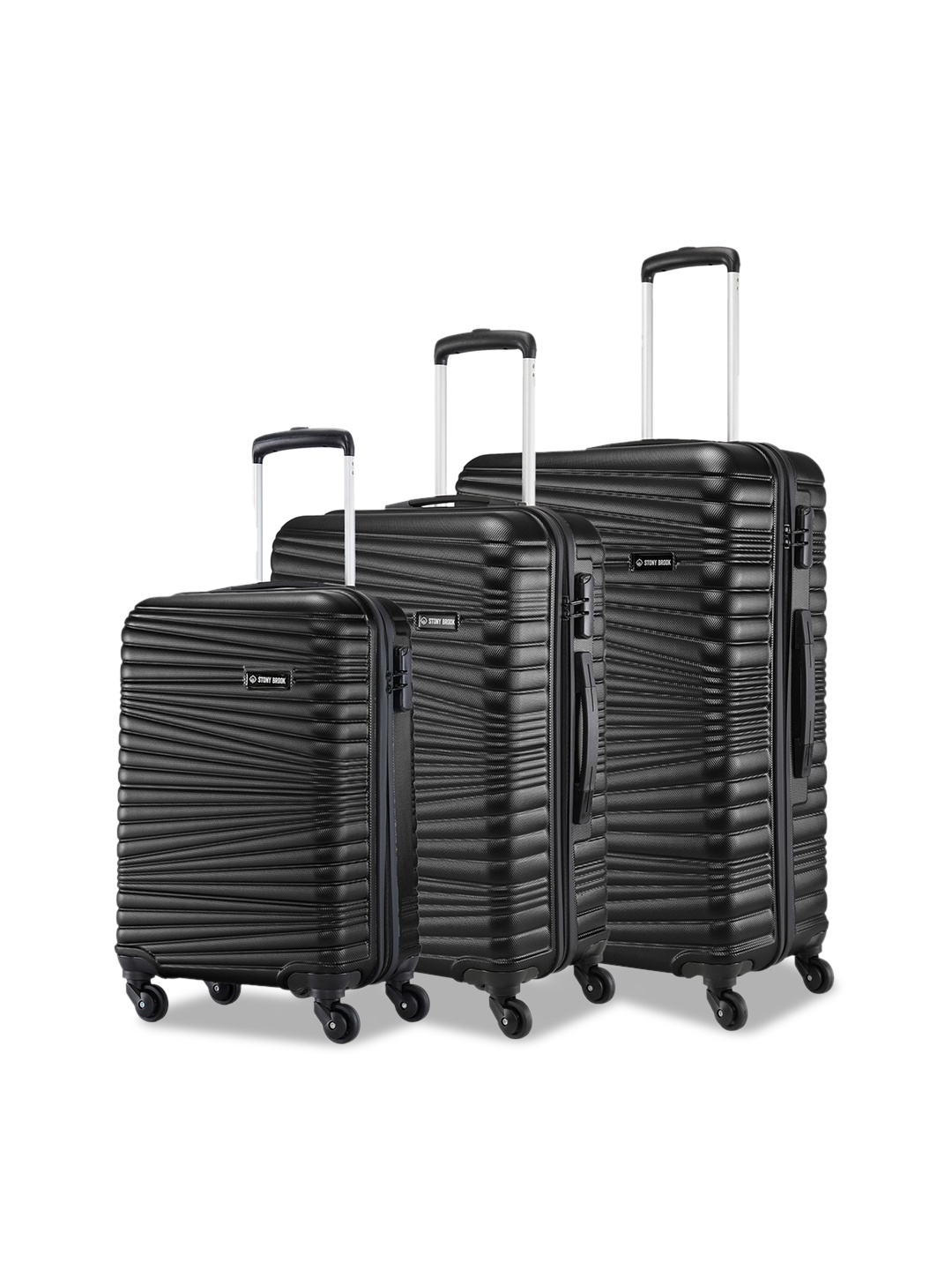 

Stony Brook by Nasher Miles Set of 3 Hard Side Black Trolley Bag-50L