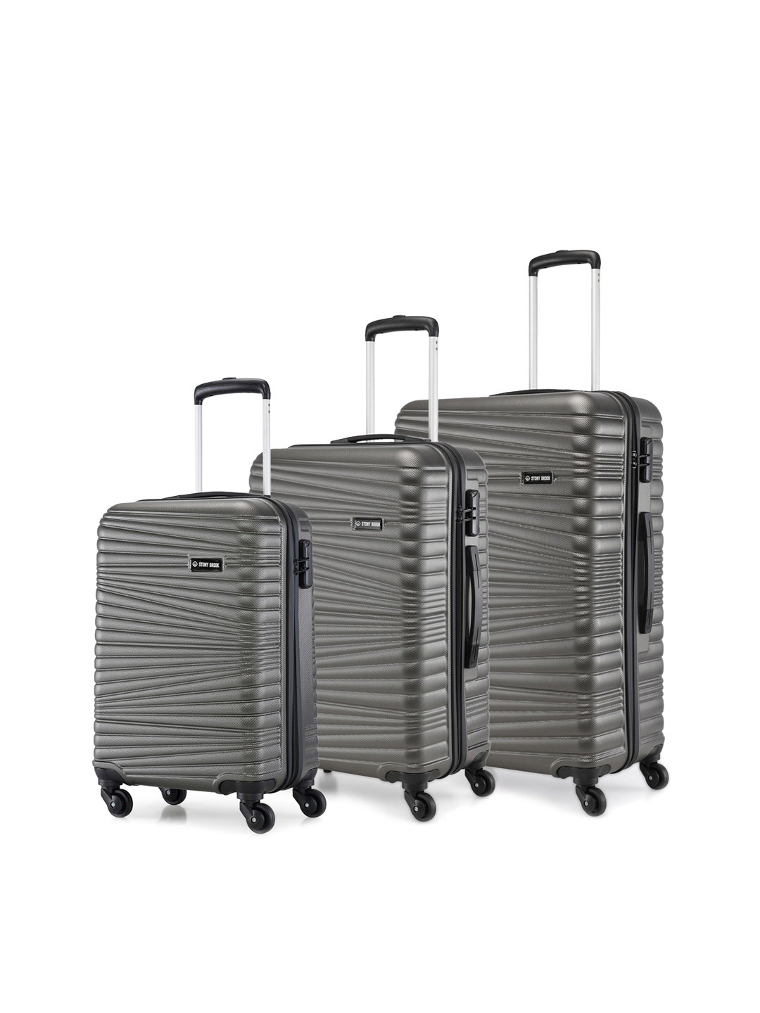 

Stony Brook by Nasher Miles Set of 3 Textured Hard Side Grey Trolley Bag - 50 Liters