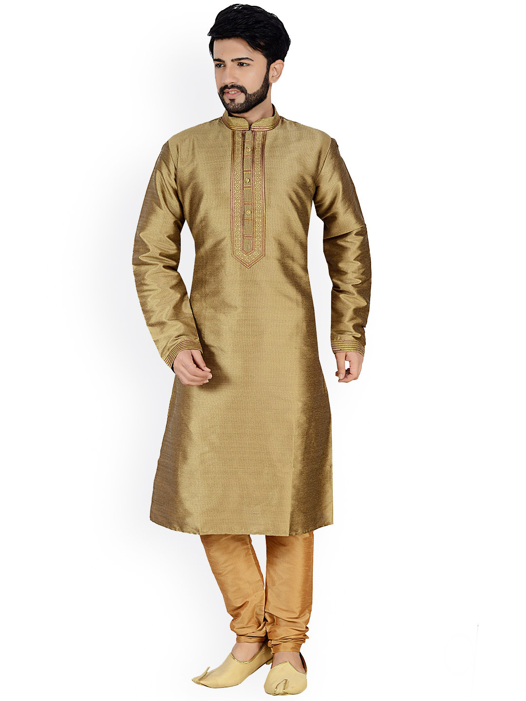 

ARRUGA Ethnic Motifs Yoke Design Regular Kurta With Churidar, Bronze