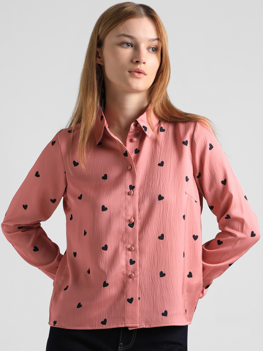 

ONLY Onldamery LS Conversational Printed Pure Cotton Casual Shirt, Pink