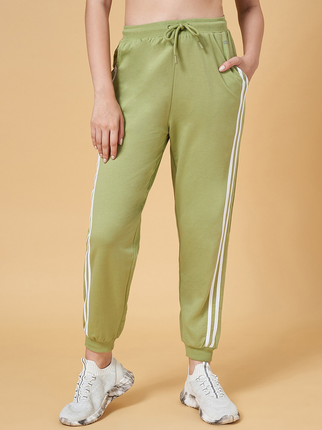 

Ajile by Pantaloons Women Relaxed-Fit Cotton Joggers, Green