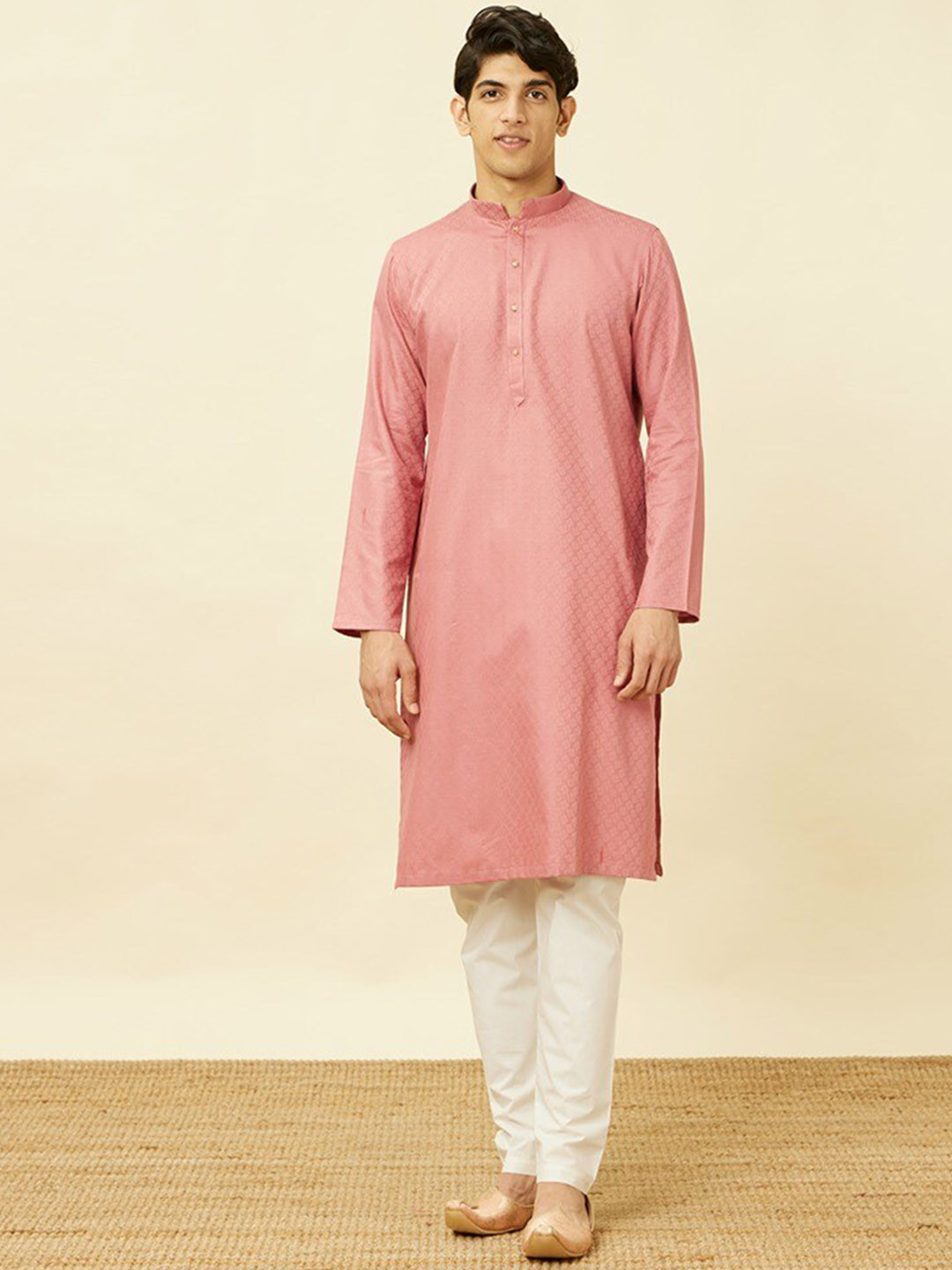

Manyavar Ethnic Motifs Woven Design Straight Kurta With Pyjamas, Rust