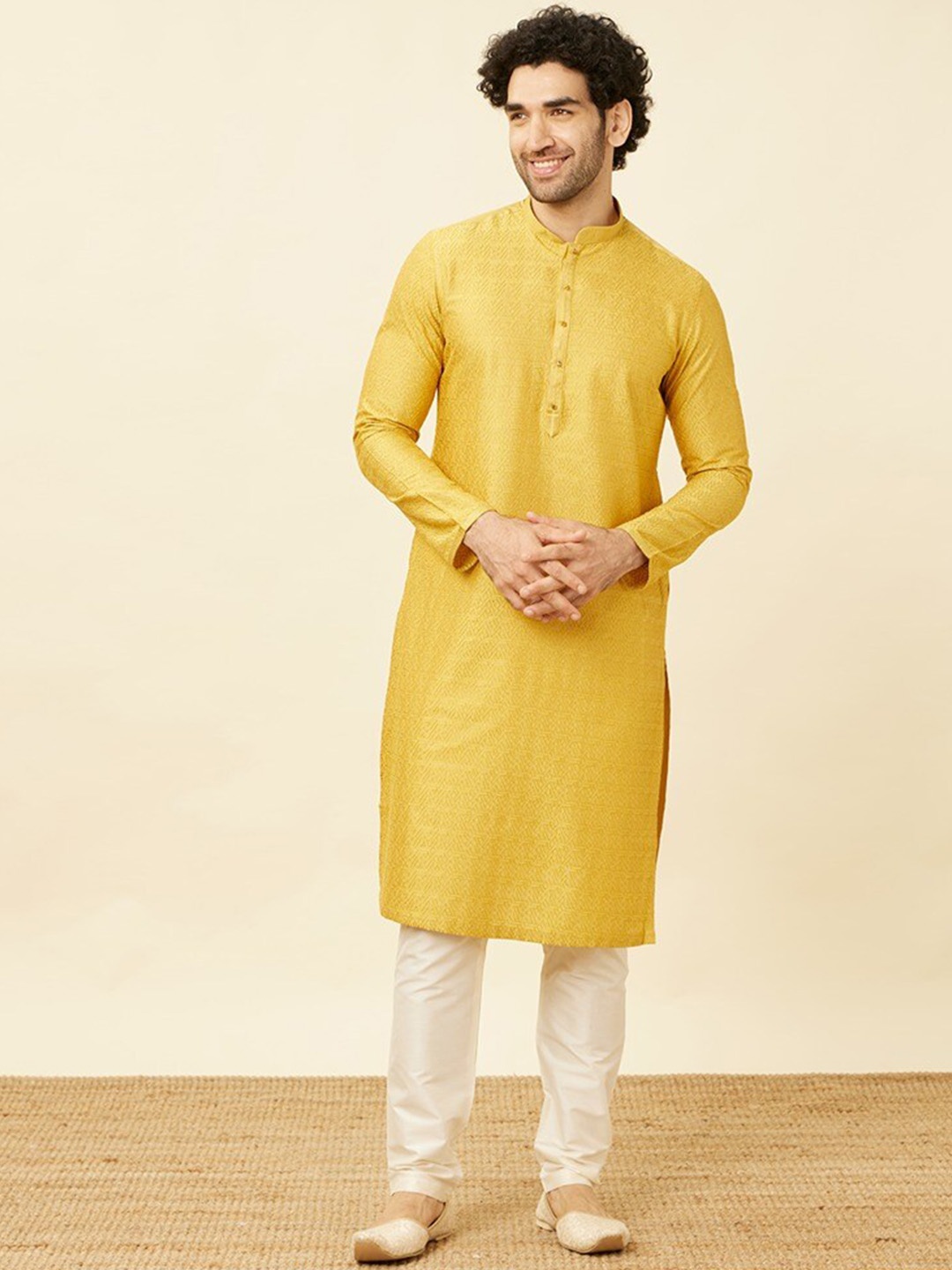 

Manyavar Ethnic Motifs Regular Kurta With Pyjamas, Mustard