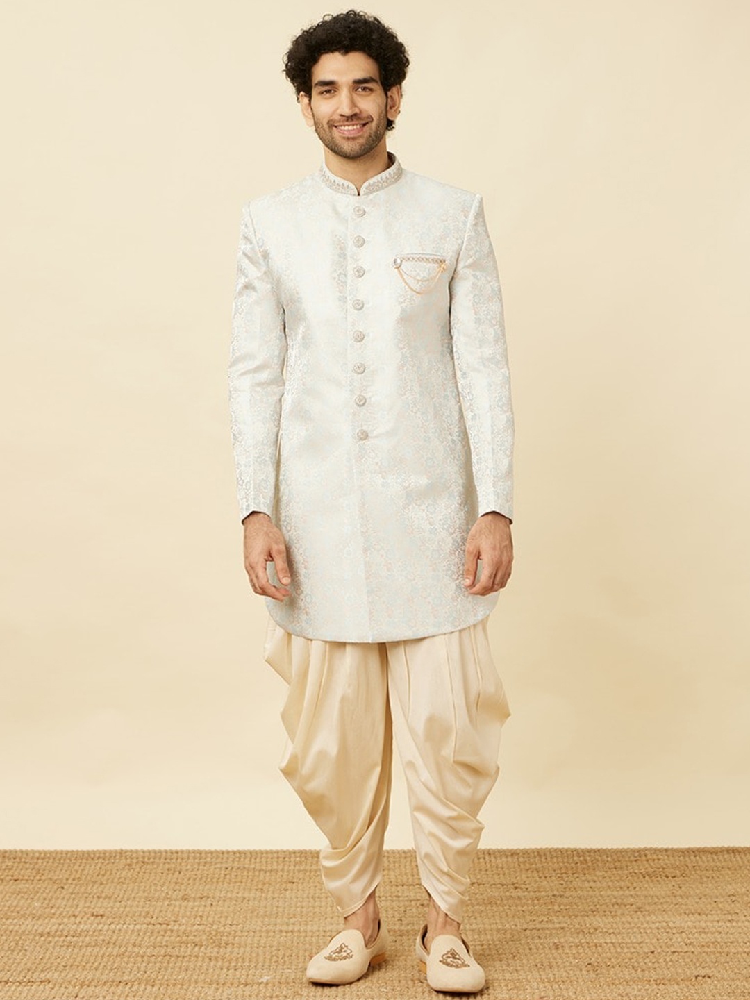 

Manyavar Self-Design Sherwani, Blue