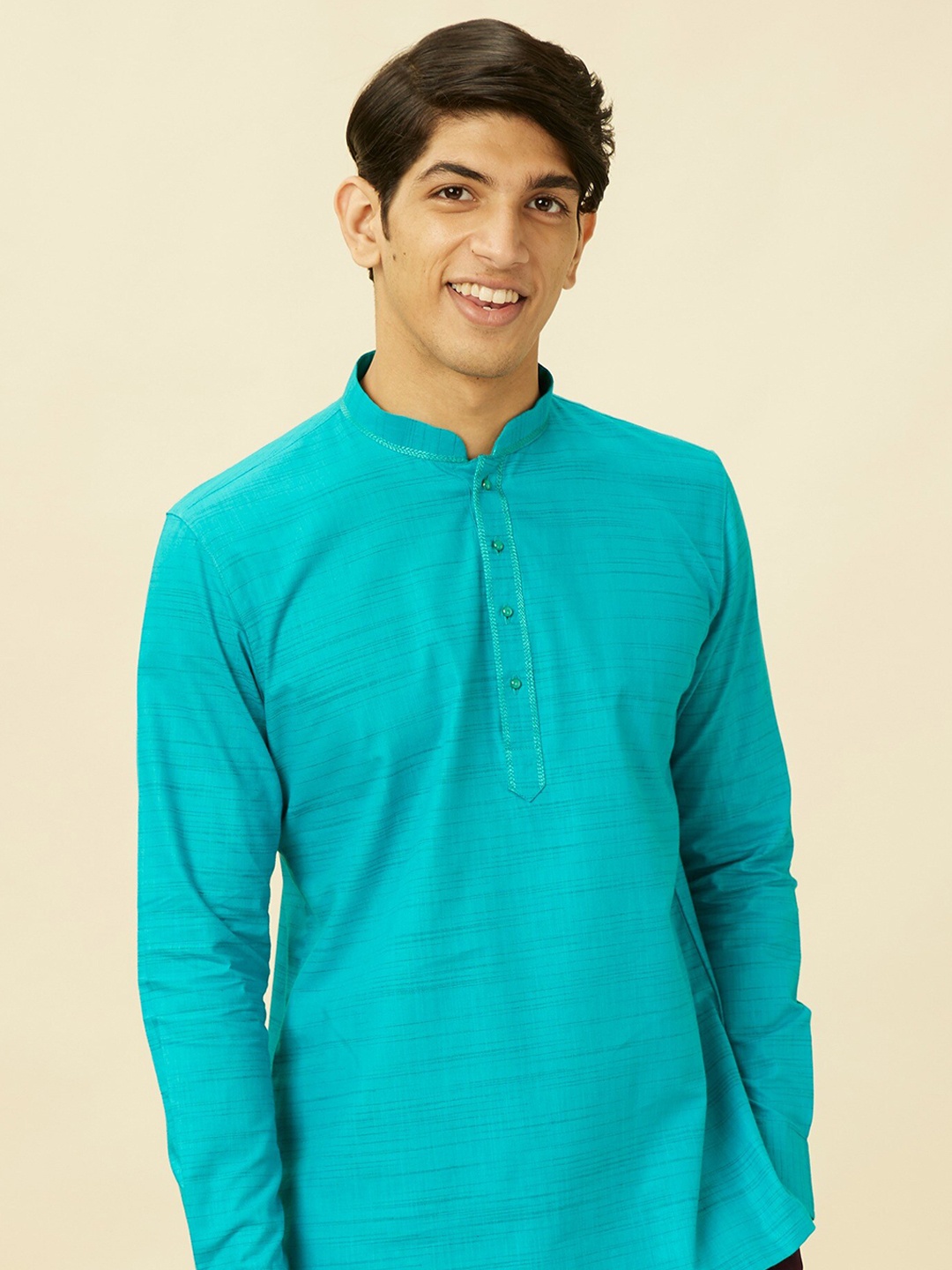 

Manyavar Pure Cotton Straight Kurta, Blue