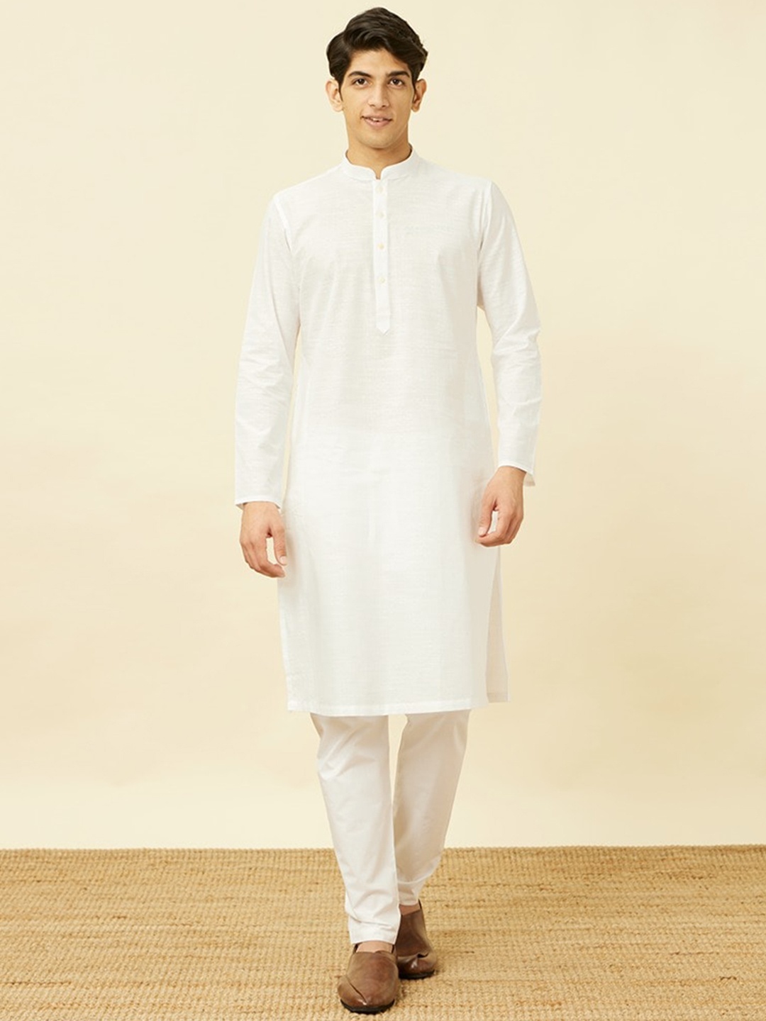 

Manyavar Regular Pure Cotton Kurta with Pyjamas, White