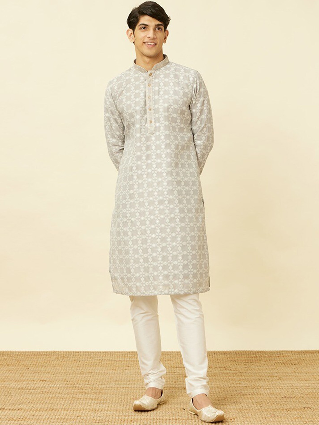 

Manyavar Ethnic Motifs Kurta with Pyjamas, Grey