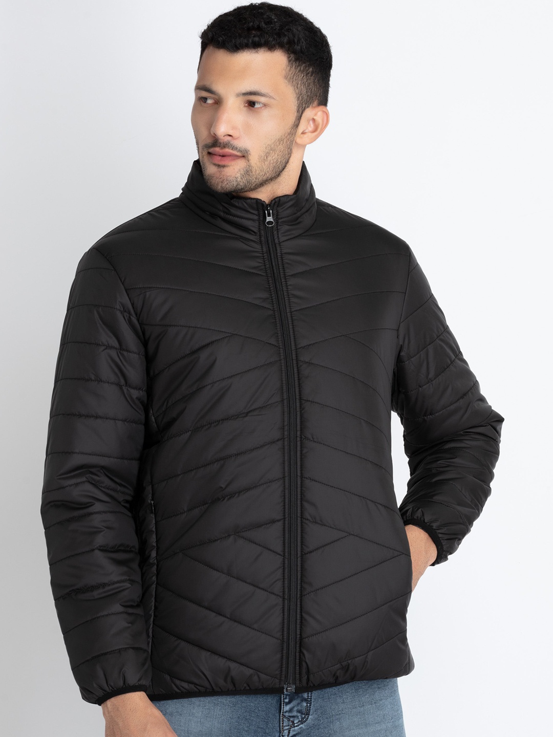 

Status Quo Mock Collar Puffer Jacket, Black