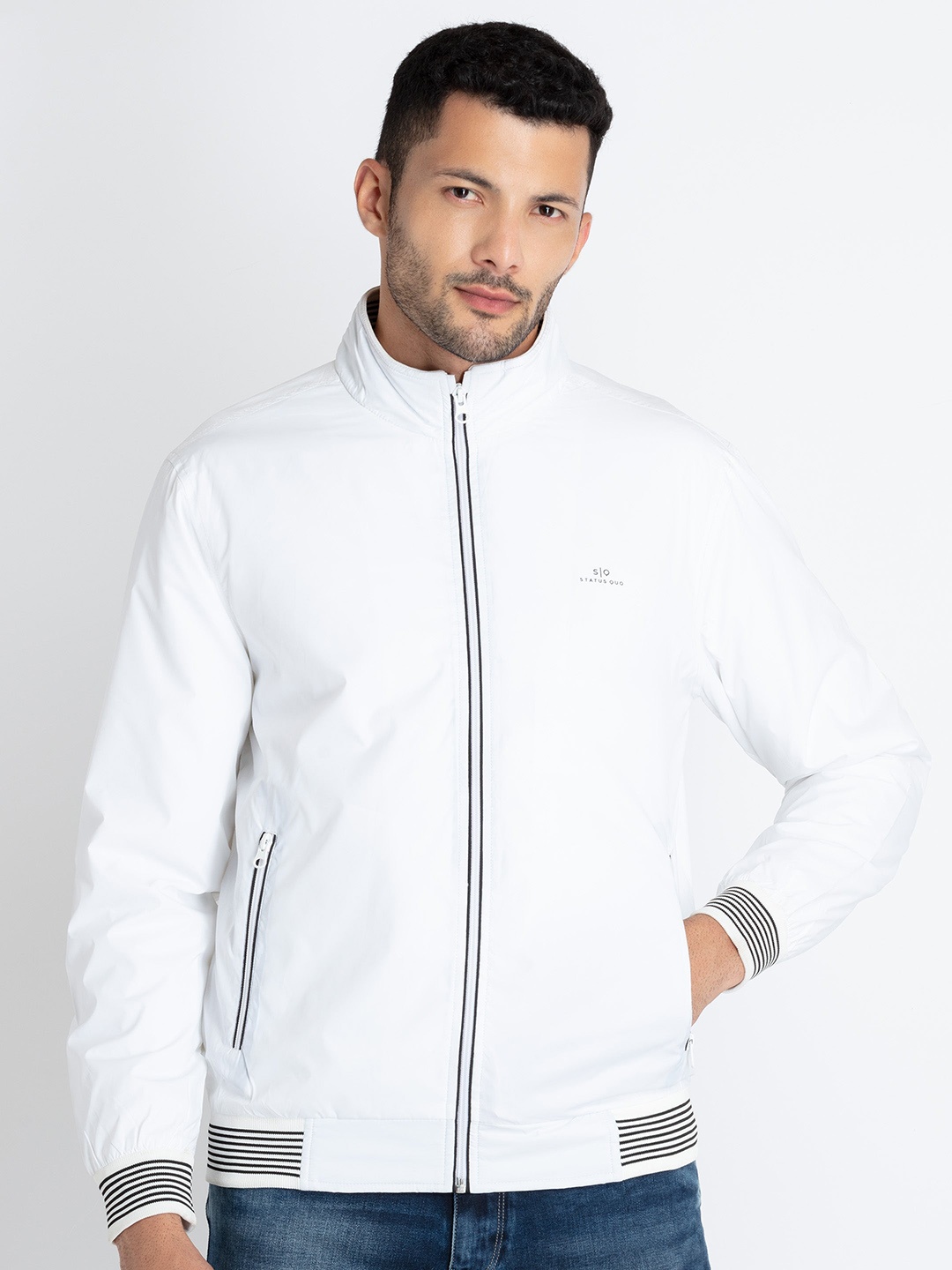 

Status Quo Lightweight Bomber Jacket, White