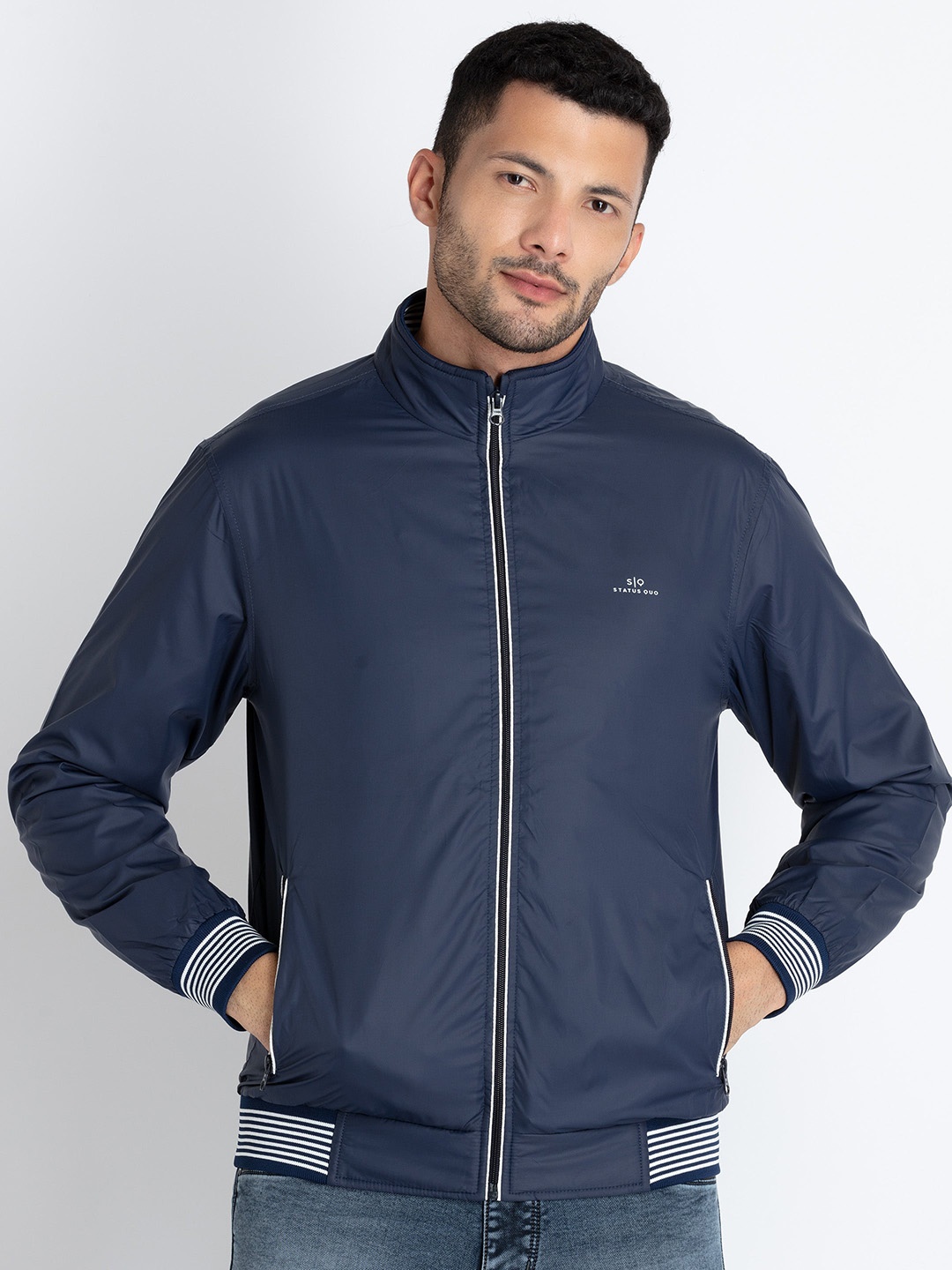 

Status Quo Lightweight Bomber Jacket, Navy blue