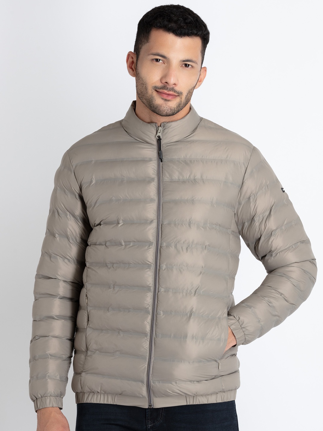 

Status Quo Stand Collar Puffer Jacket, Grey