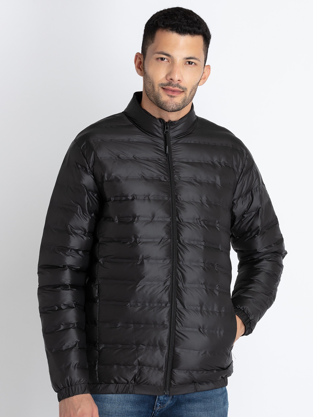 

Status Quo Stand Collar Puffer Jacket, Black